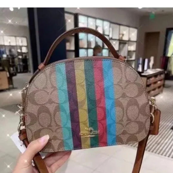 COACH Serena Satchel Crossbody Bag In Signature Canvas With Stripe C5642 - Picture 2 of 12